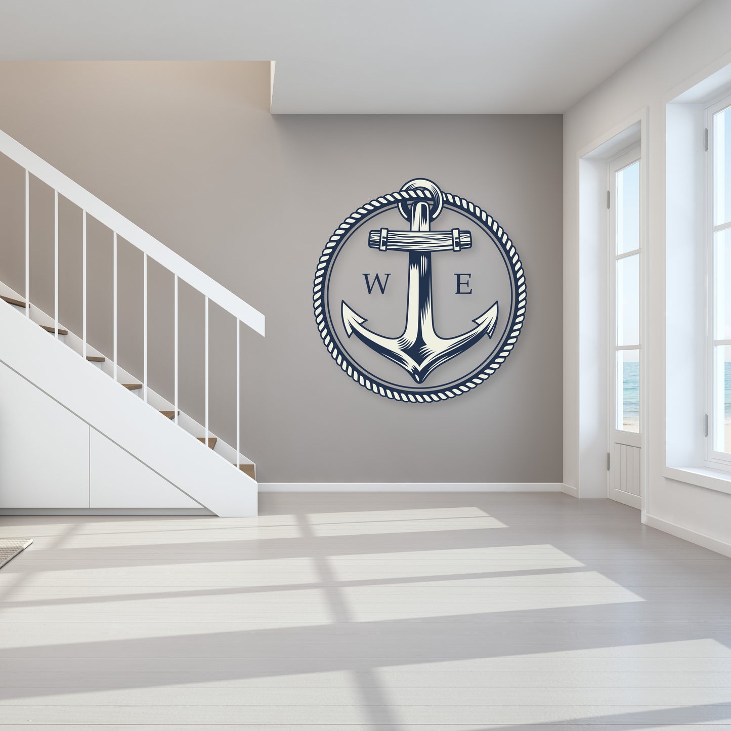 Custom Wall Decals - Navigate Your Dreams: Compass Anchor Wall Decal Sets the Course!