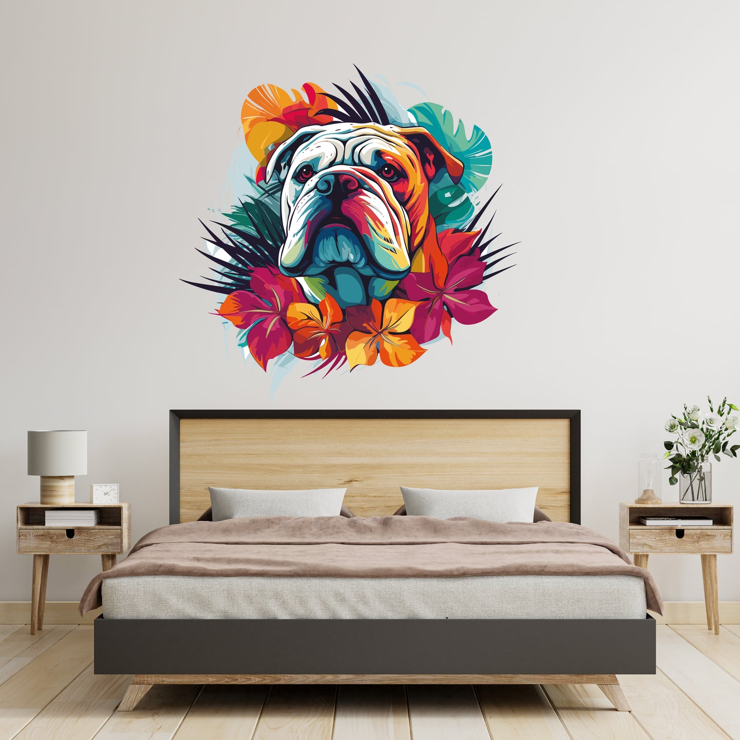 Custom Wall Decals - Vibrant Bulldog Charm: Colorful Bulldog Wall Decal Delight!