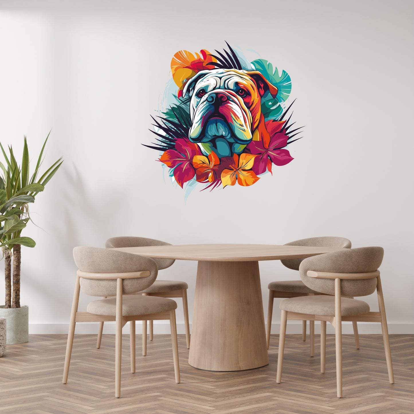 Custom Wall Decals - Vibrant Bulldog Charm: Colorful Bulldog Wall Decal Delight!