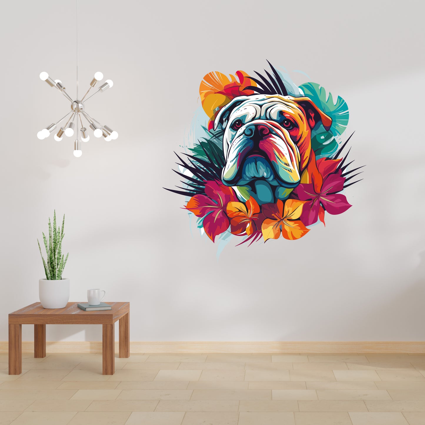 Custom Wall Decals - Vibrant Bulldog Charm: Colorful Bulldog Wall Decal Delight!