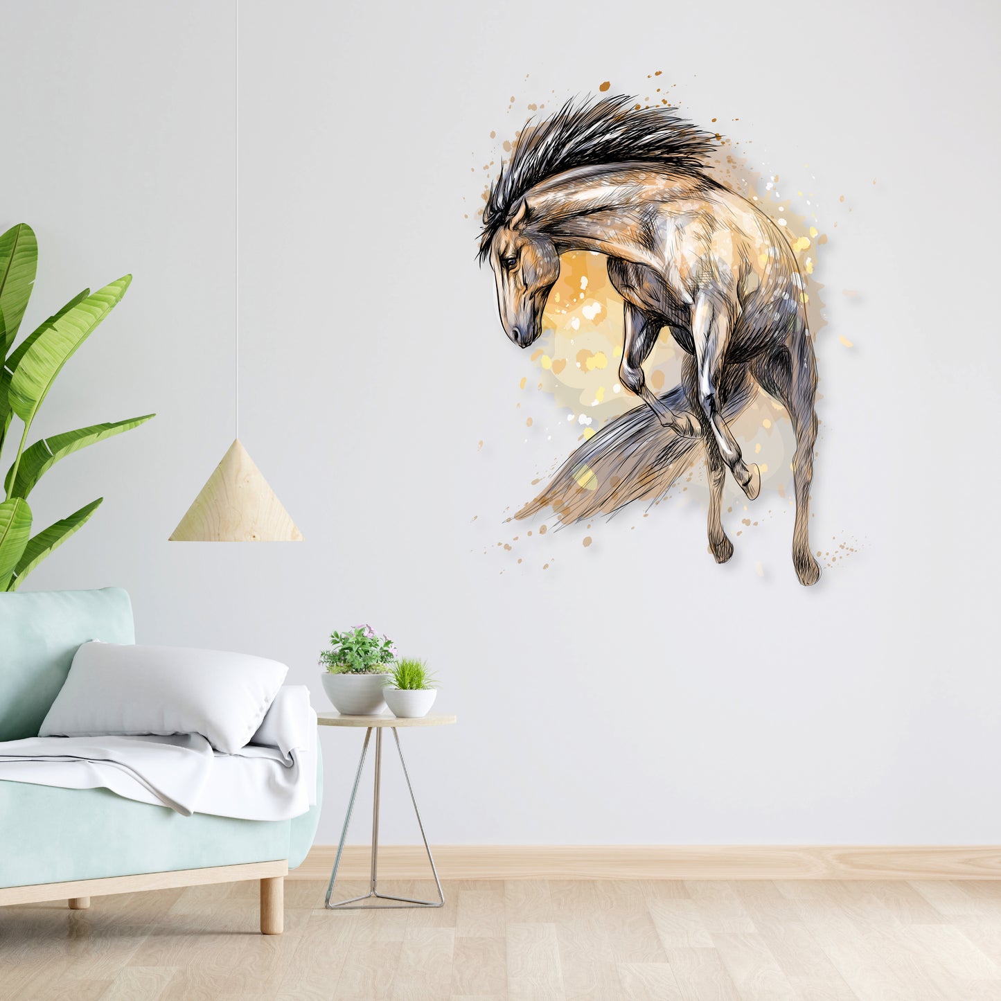 Custom Wall Decals - Equestrian Elegance: Watercolor Horse Wall Decal Majesty!