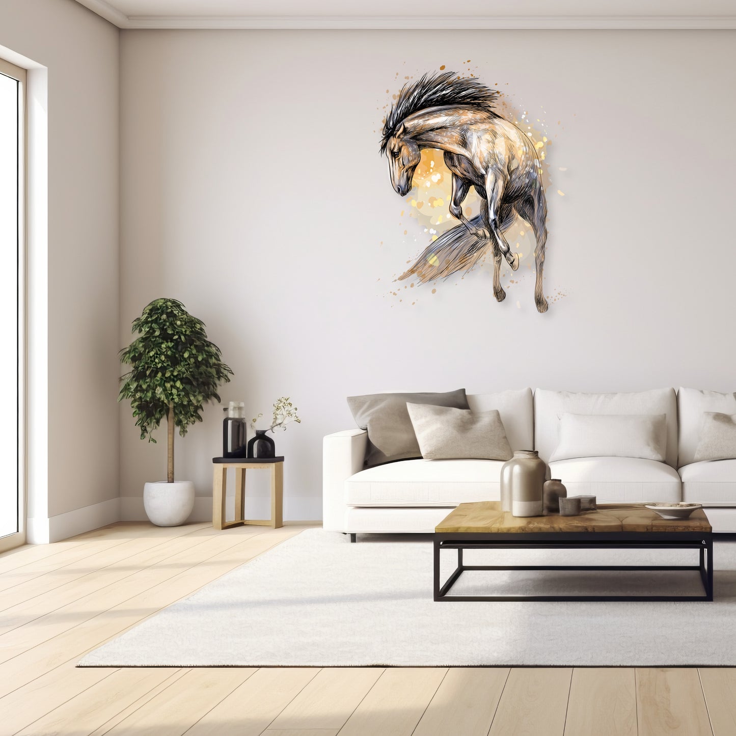 Custom Wall Decals - Equestrian Elegance: Watercolor Horse Wall Decal Majesty!