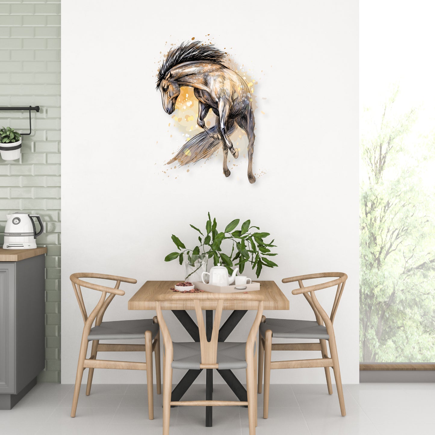 Custom Wall Decals - Equestrian Elegance: Watercolor Horse Wall Decal Majesty!