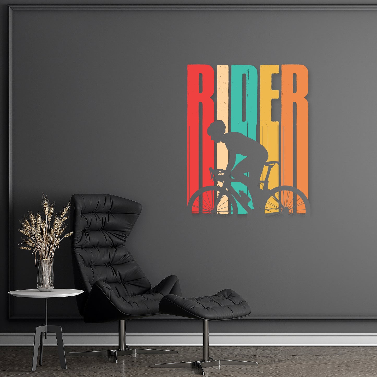 Custom Wall Decals - Ride in Color: Cyclist with Colorful Letters Wall Decal Journey!