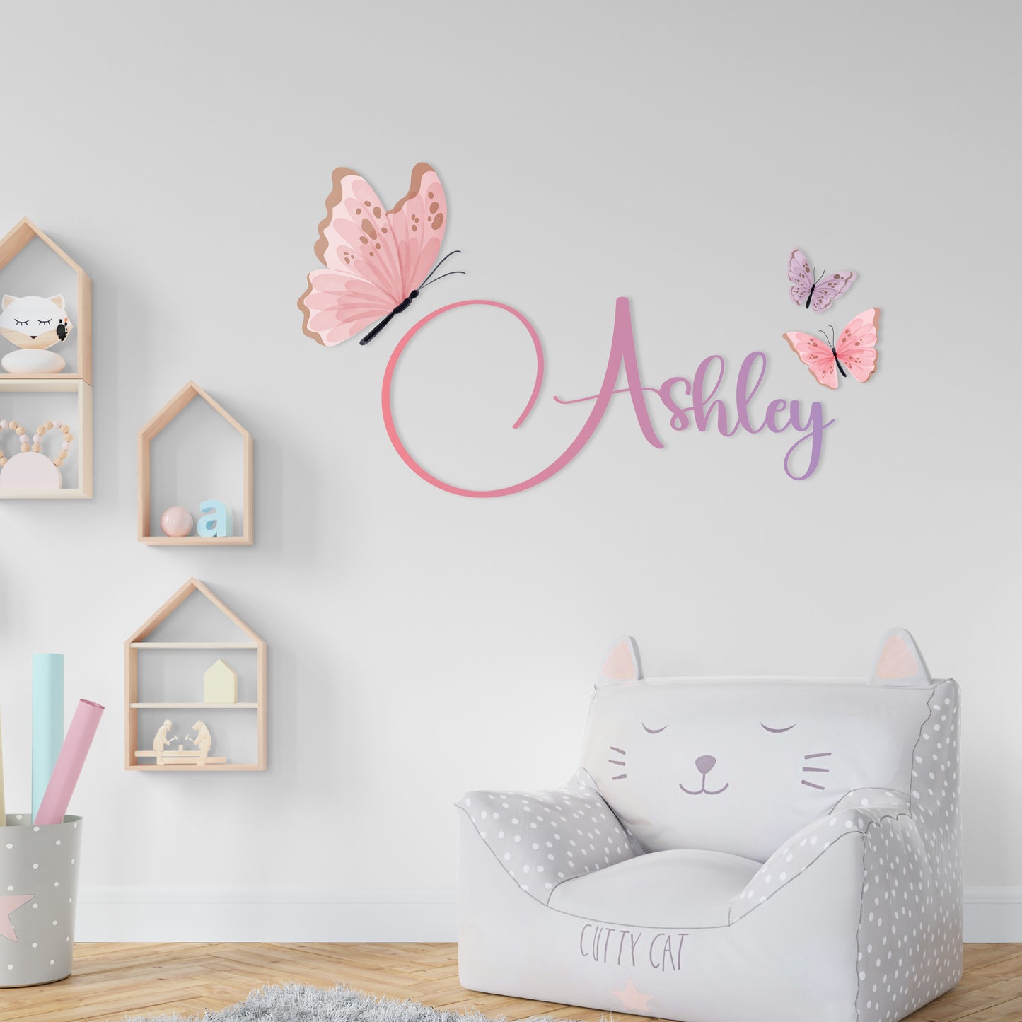 Custom Wall Decals - Custom Name Butterfly Ballet Wall Decal: Dance of Elegant Butterflies