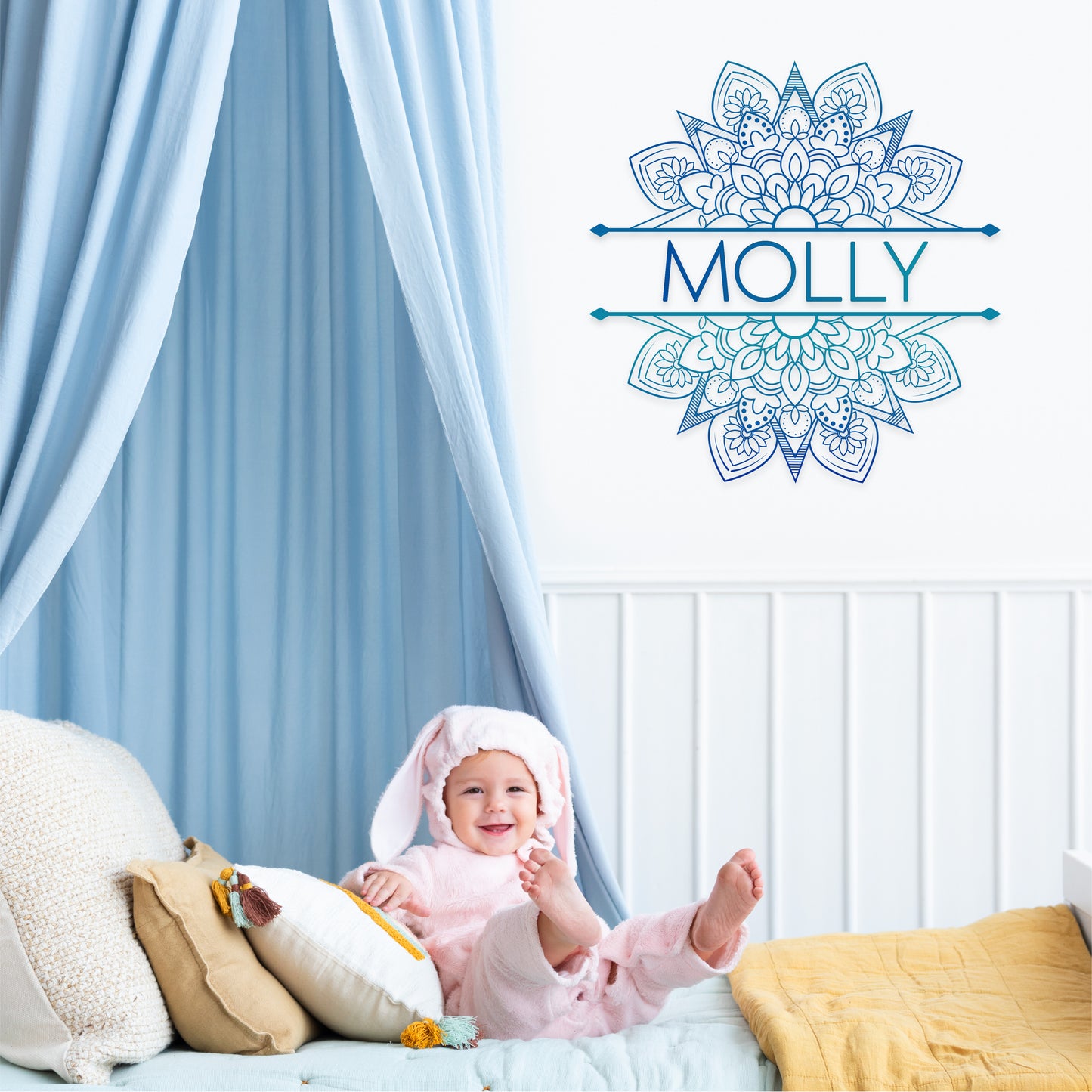 Custom Wall Decals - Custom Name Mandala Harmony Wall Decal: Intricate Mandala Design