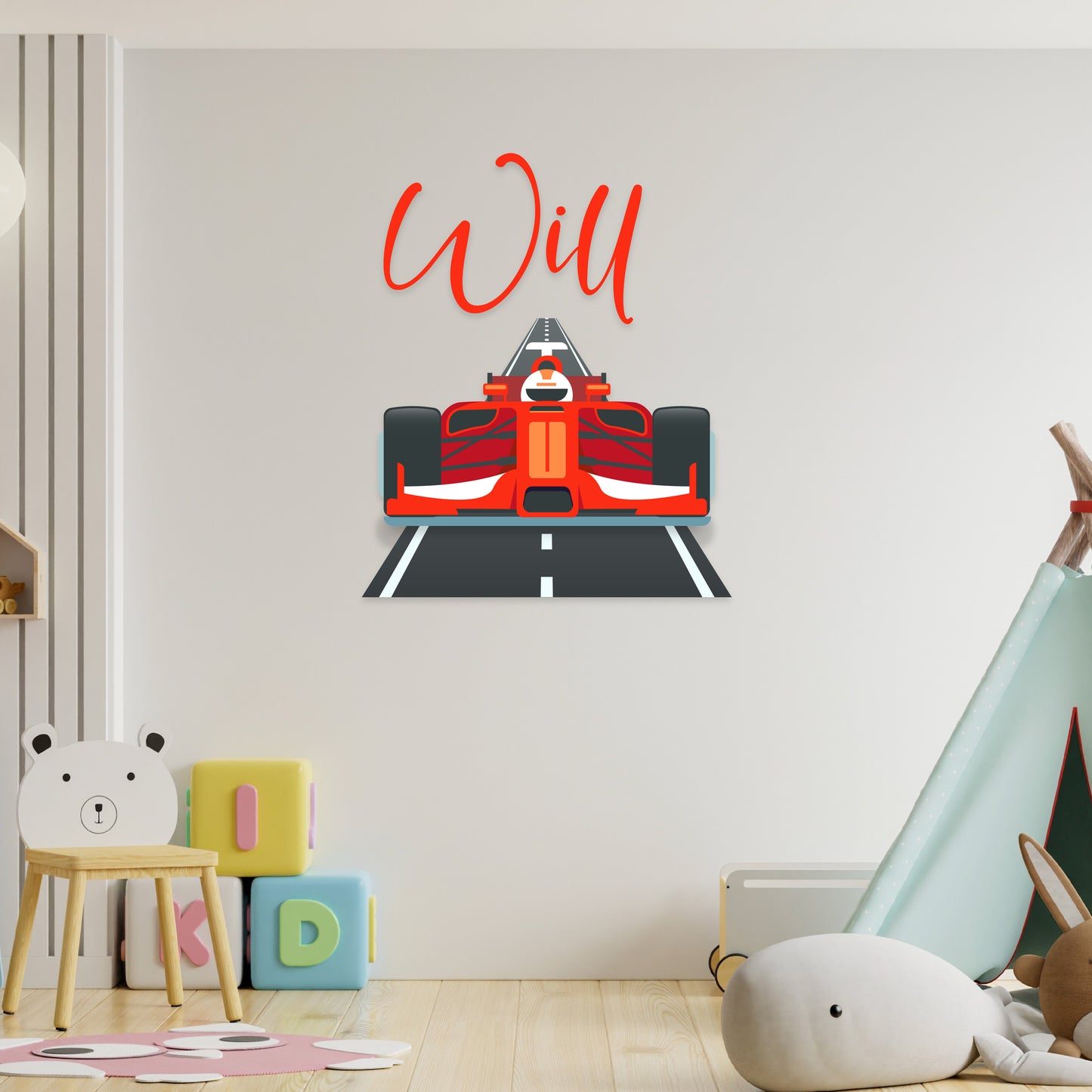 Custom Wall Decals - Custom Name Red Monoplane Highway Wall Decal: Fast Lane Racing