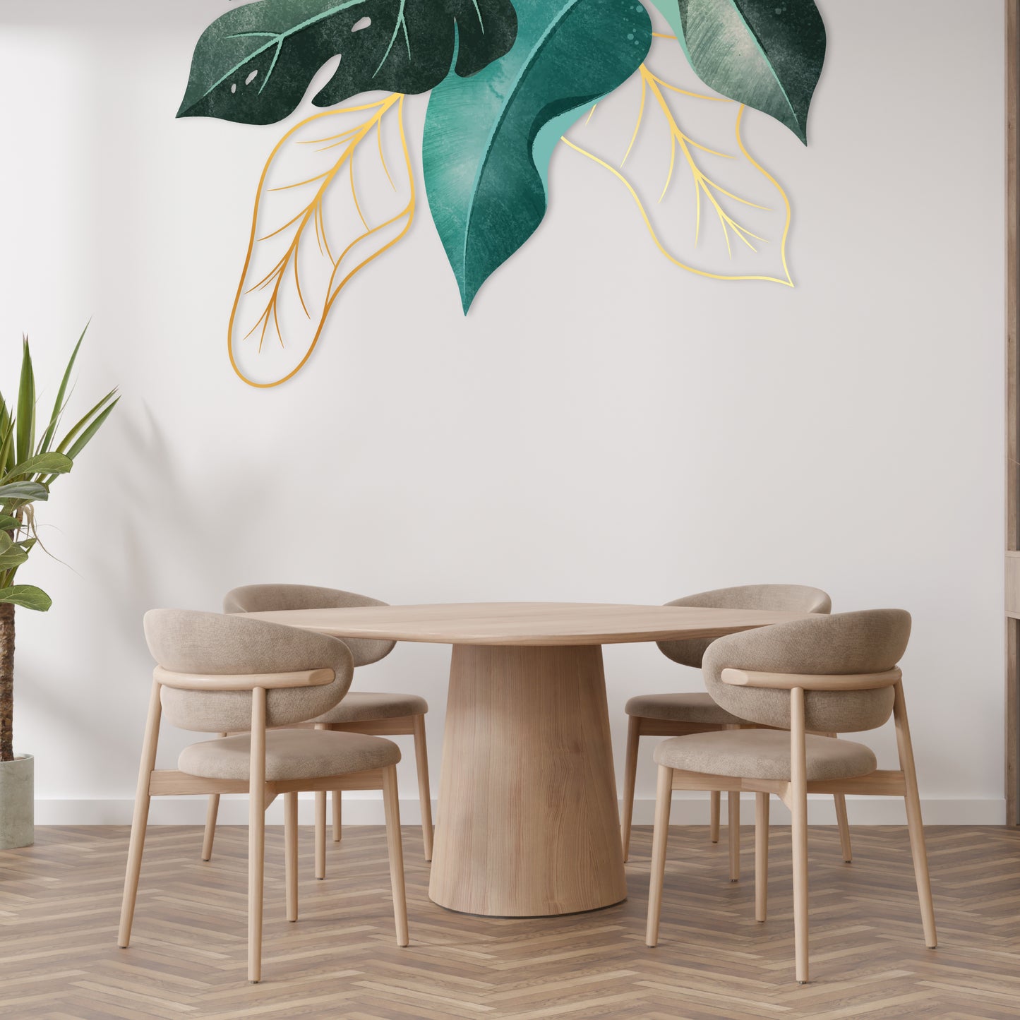 Custom Wall Decals - Translucent Foliage: Green and Transparent Leaves Wall Decal Ensemble