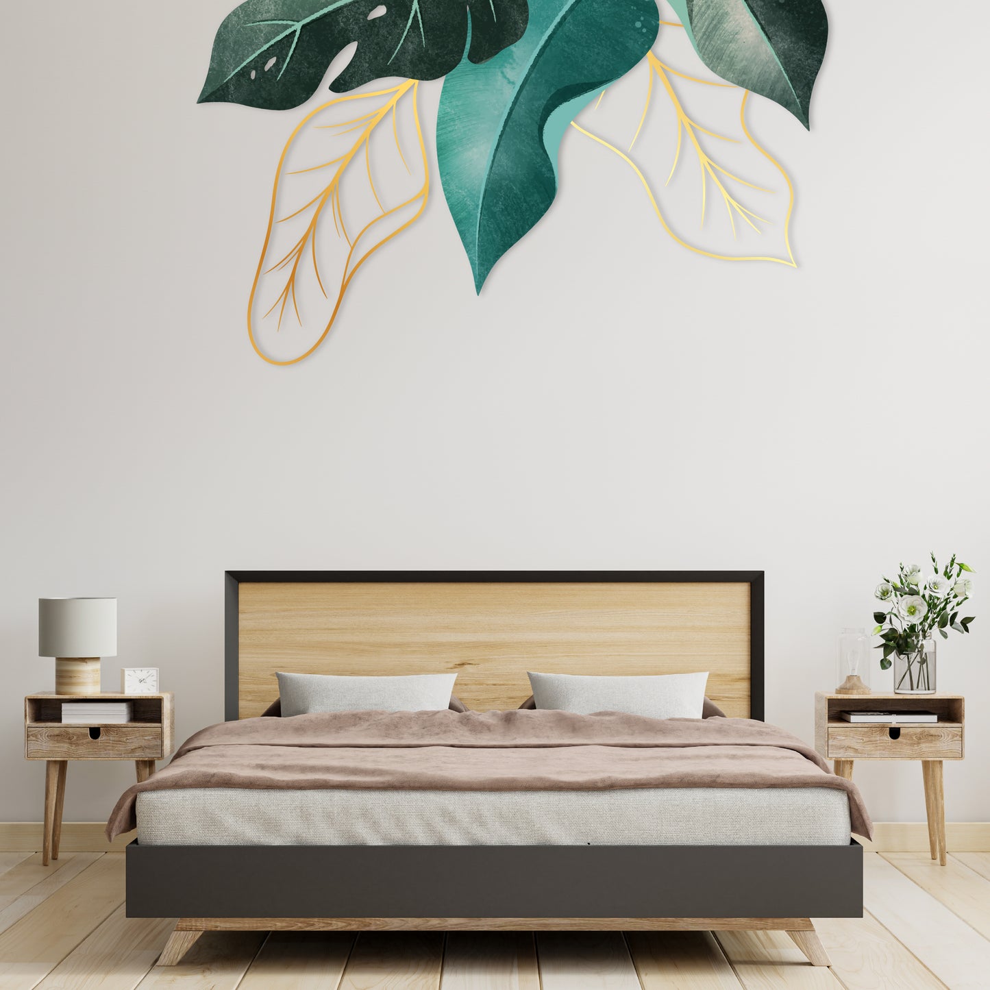Custom Wall Decals - Translucent Foliage: Green and Transparent Leaves Wall Decal Ensemble