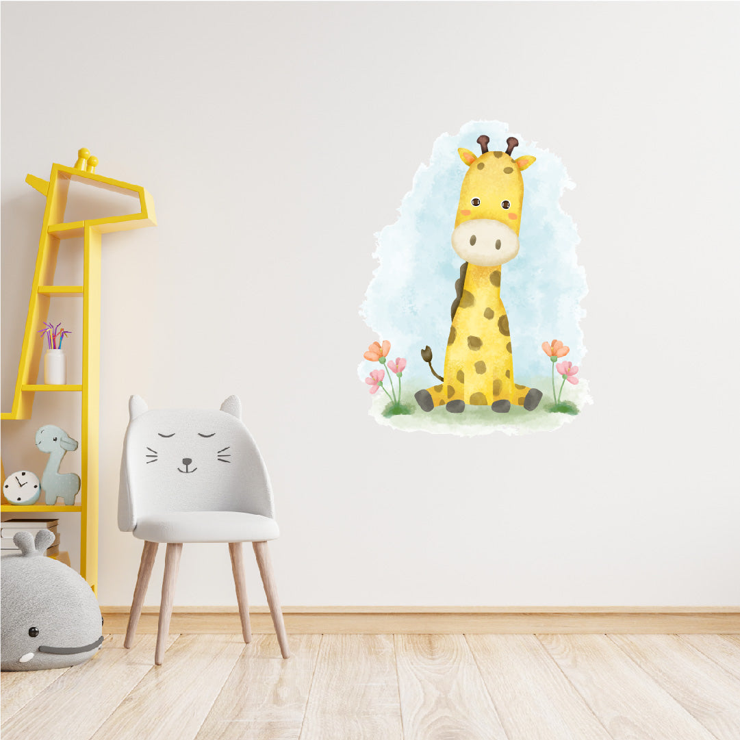 Custom Wall Decals - Giraffe Majesty: Watercolor Giraffe Wall Decal Elegance