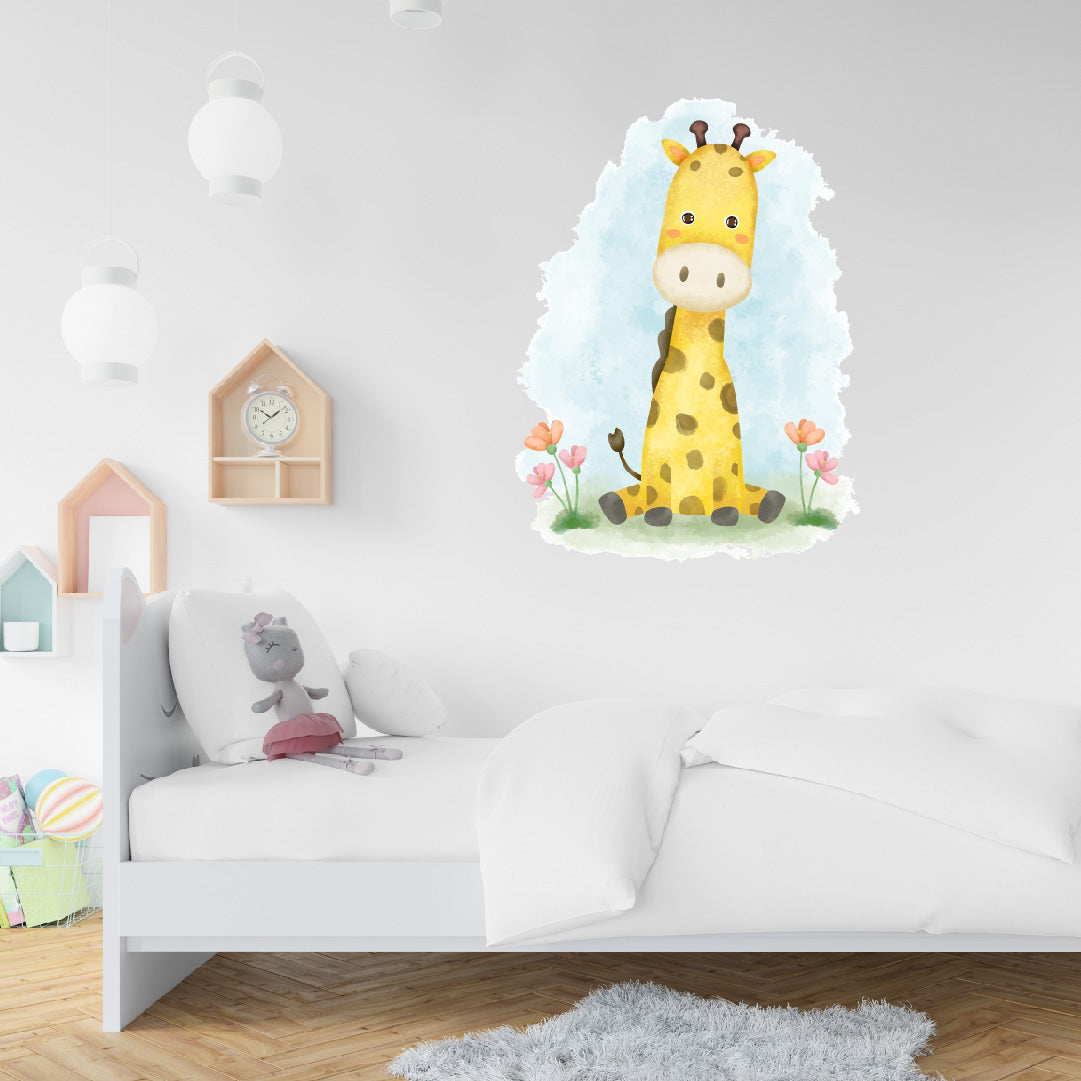 Custom Wall Decals - Giraffe Majesty: Watercolor Giraffe Wall Decal Elegance