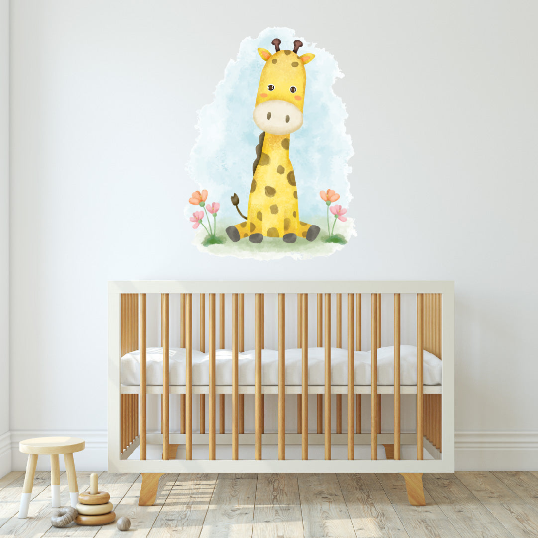 Custom Wall Decals - Giraffe Majesty: Watercolor Giraffe Wall Decal Elegance