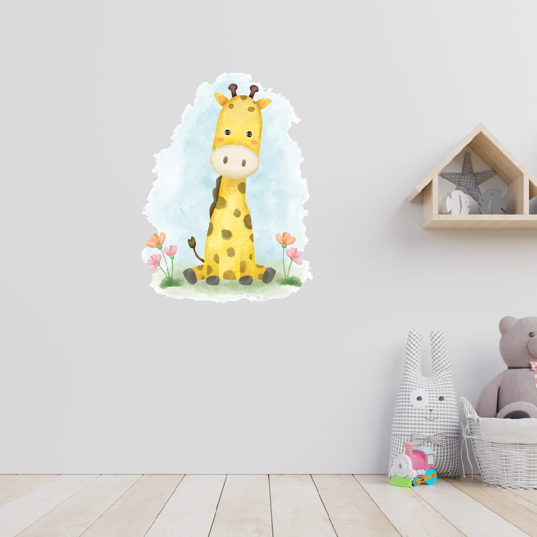 Custom Wall Decals - Giraffe Majesty: Watercolor Giraffe Wall Decal Elegance