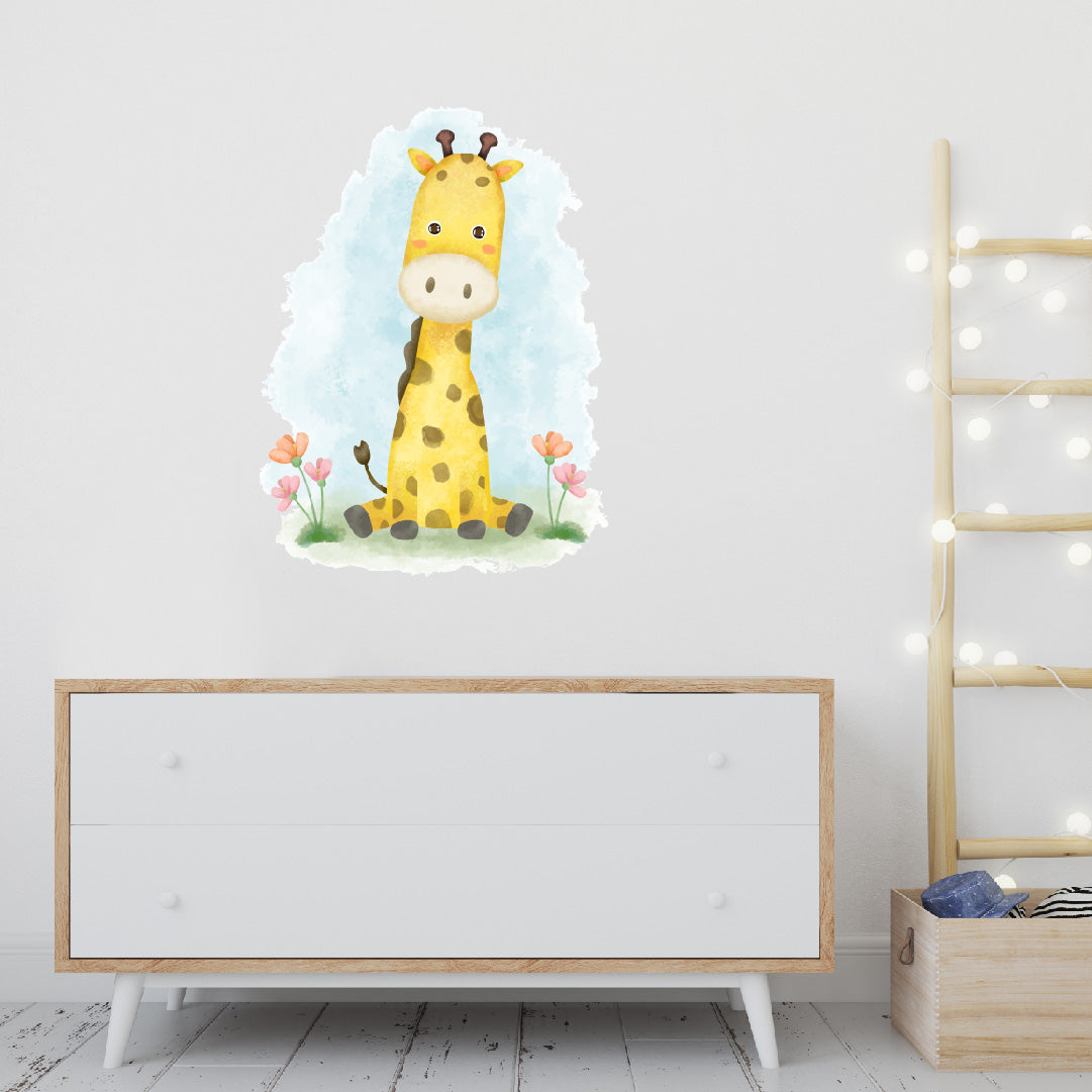 Custom Wall Decals - Giraffe Majesty: Watercolor Giraffe Wall Decal Elegance