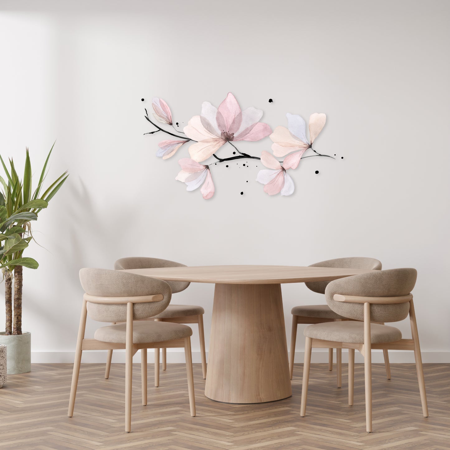 Custom Wall Decals - Floral Elegance: Watercolor Blossoms and Branch Wall Art!