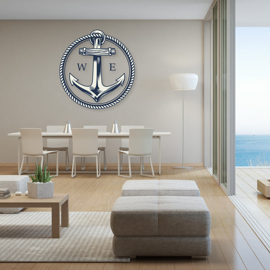 Custom Wall Decals - Navigate Your Dreams: Compass Anchor Wall Decal Sets the Course!