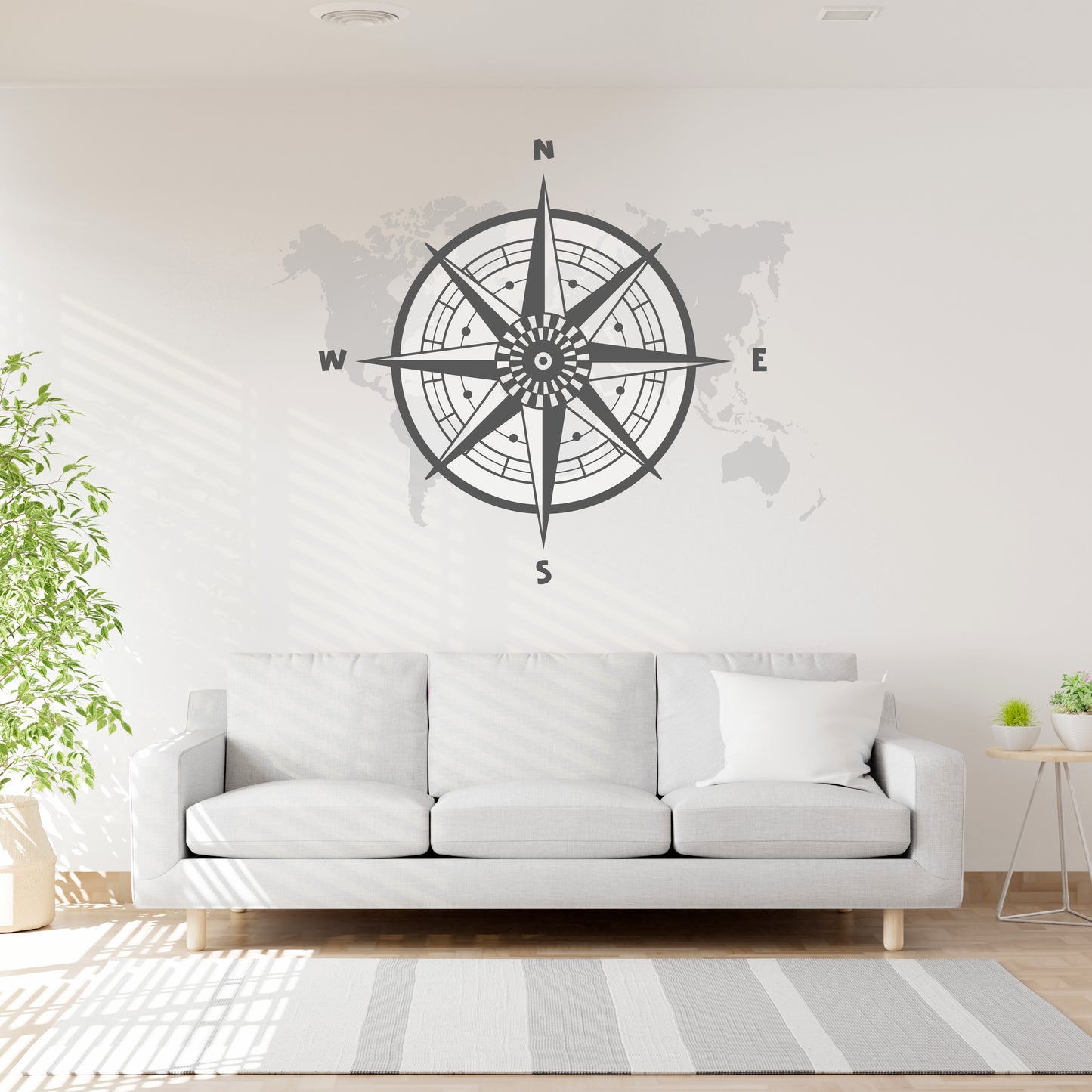 Custom Wall Decals - Navigate Your World: Compass Map Wall Decal Journey!