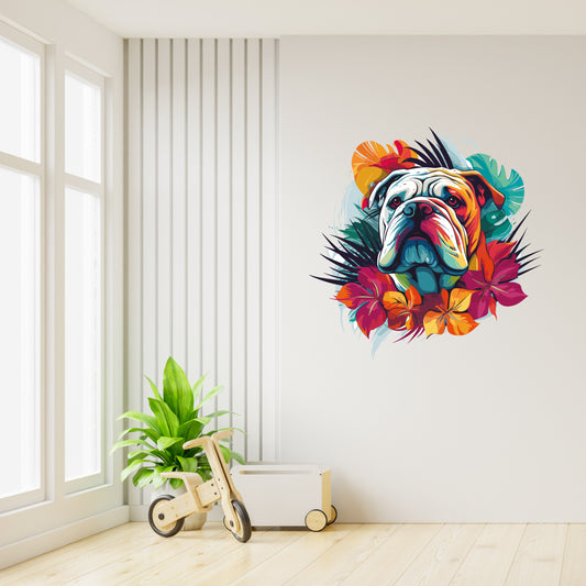 Custom Wall Decals - Vibrant Bulldog Charm: Colorful Bulldog Wall Decal Delight!