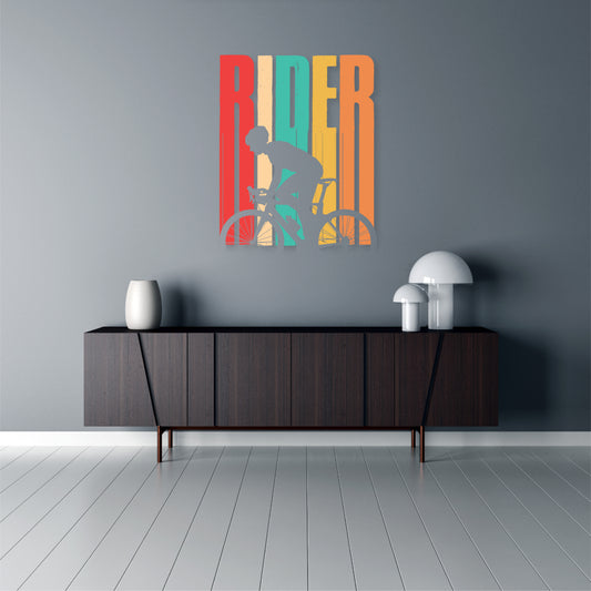 Custom Wall Decals - Ride in Color: Cyclist with Colorful Letters Wall Decal Journey!