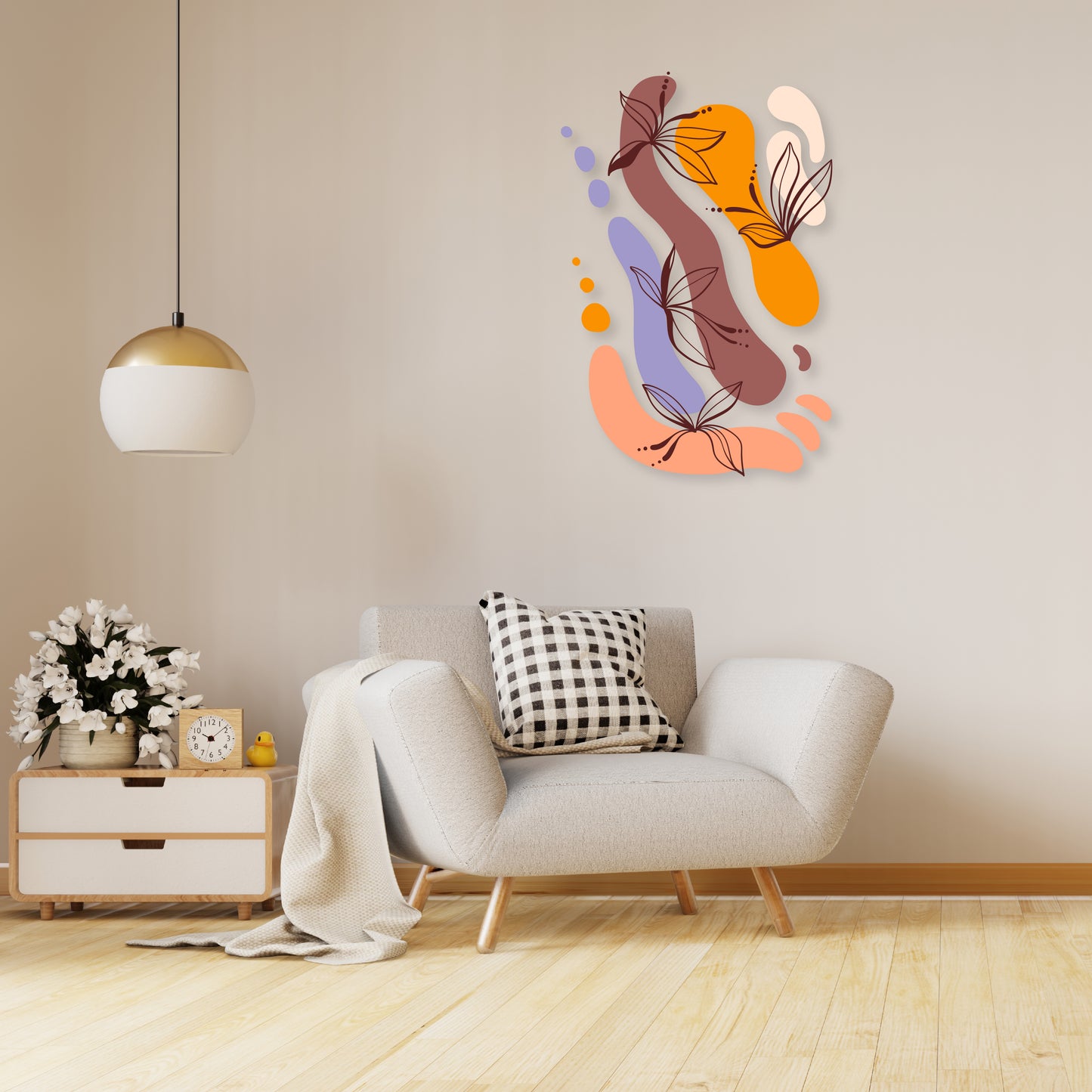 Custom Wall Decals - Boho Harmony: Expressive Bohemian Art Wall Decal Ensemble