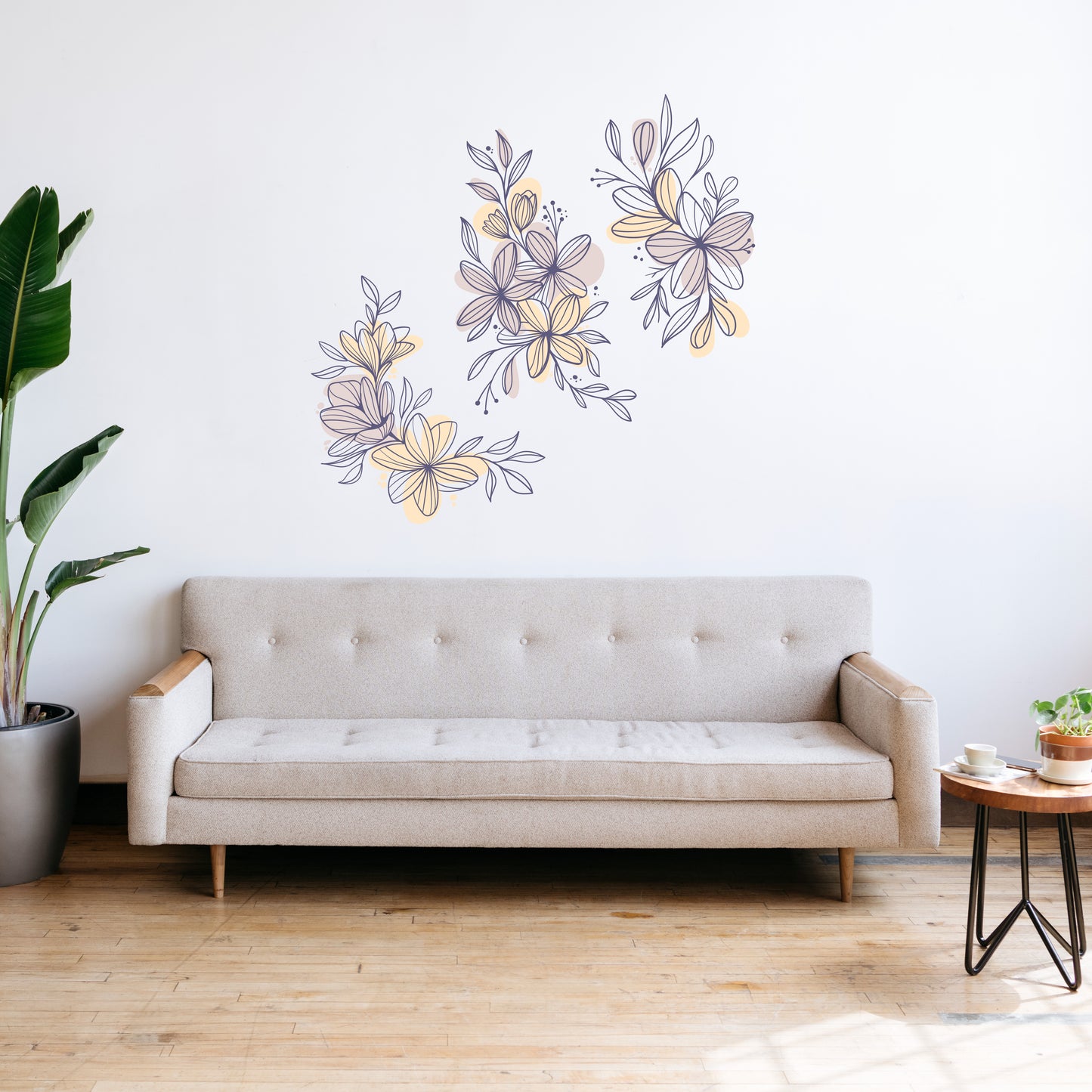 Custom Wall Decals - Blooming Symphony: Floral Harmony Wall Decal Ensemble