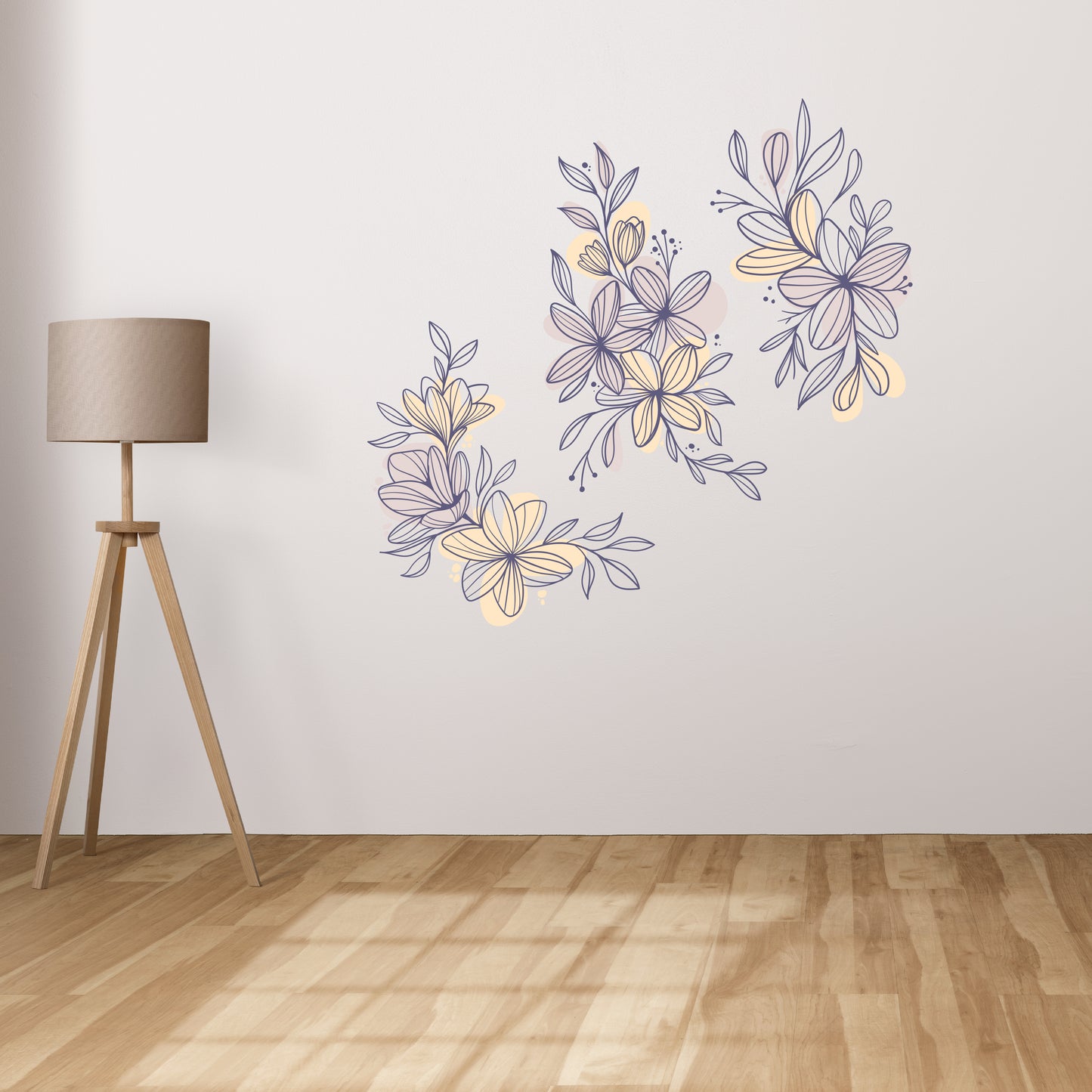 Custom Wall Decals - Blooming Symphony: Floral Harmony Wall Decal Ensemble