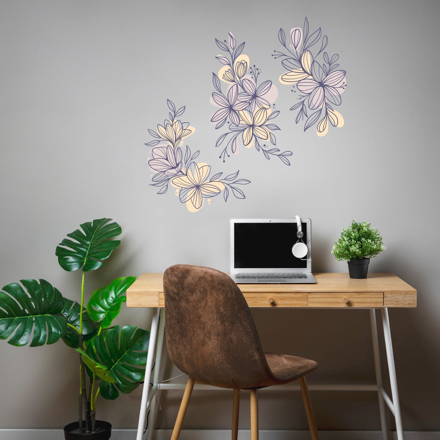 Custom Wall Decals - Blooming Symphony: Floral Harmony Wall Decal Ensemble