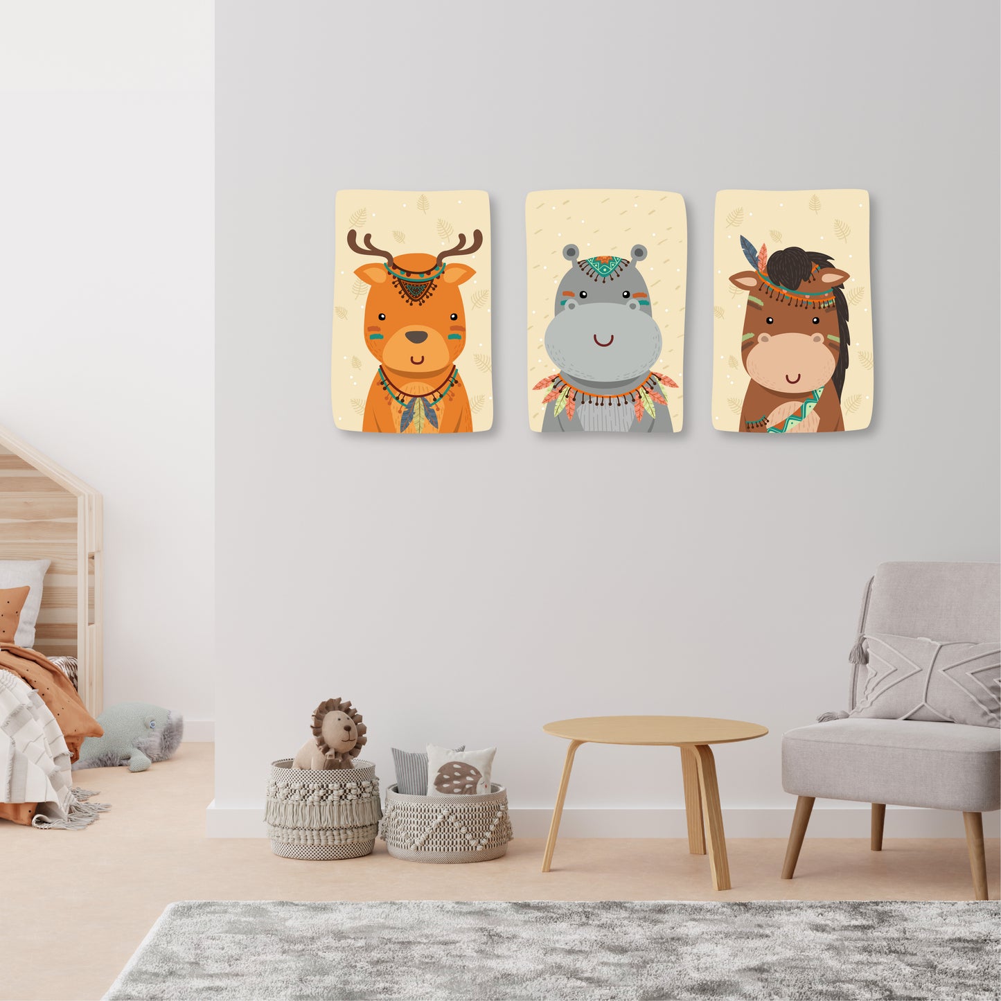 Custom Wall Decals - Whimsical Wildlife: Animal Portrait Wall Decal Set