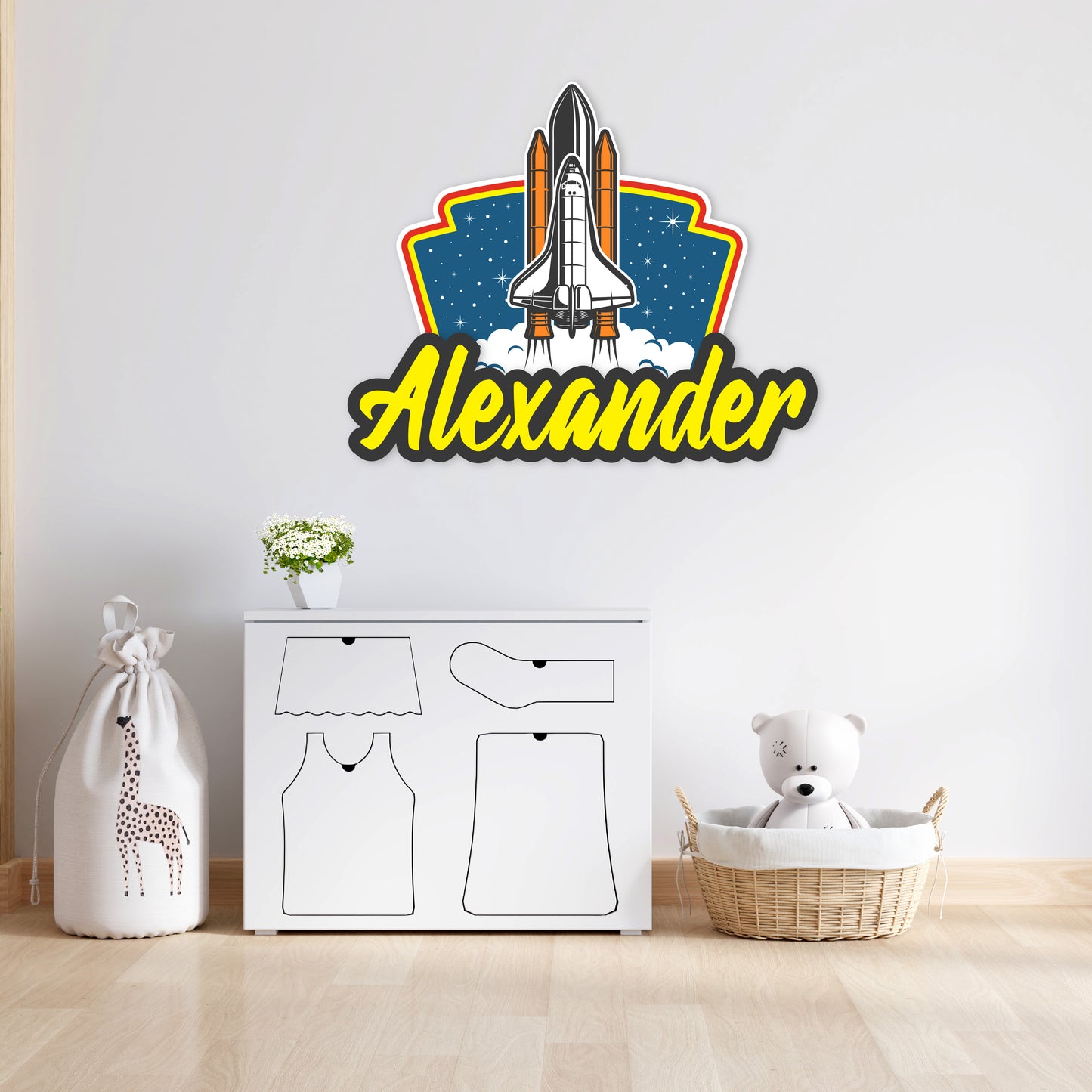 Custom Wall Decals - Custom Name Rocket Launch Wall Decal: Soaring Into Space