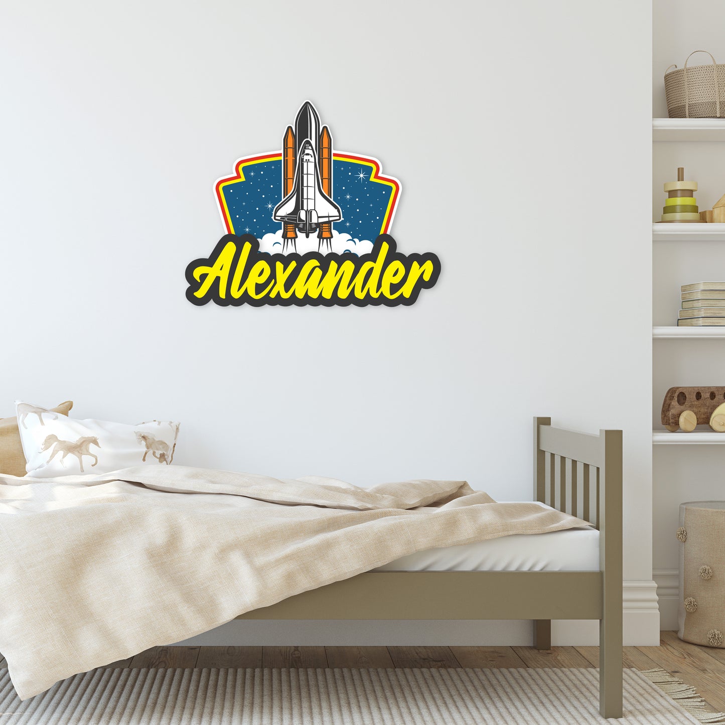 Custom Wall Decals - Custom Name Rocket Launch Wall Decal: Soaring Into Space