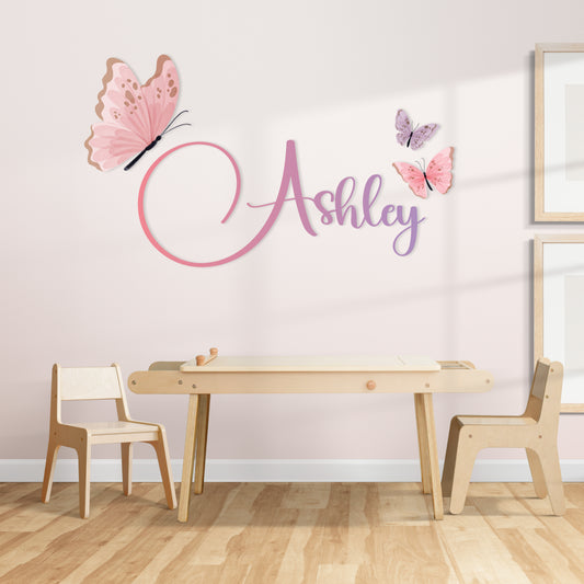 Custom Wall Decals - Custom Name Butterfly Ballet Wall Decal: Dance of Elegant Butterflies