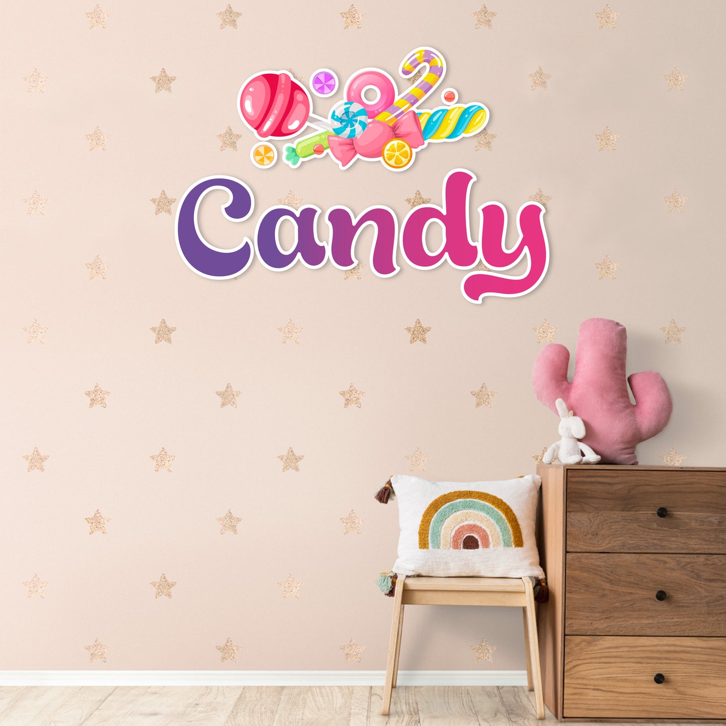 Custom Wall Decals - Custom Name Sweet Treats Delight Wall Decal: Candies and Goodies Galore