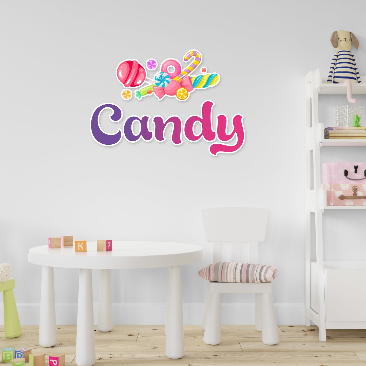 Custom Wall Decals - Custom Name Sweet Treats Delight Wall Decal: Candies and Goodies Galore