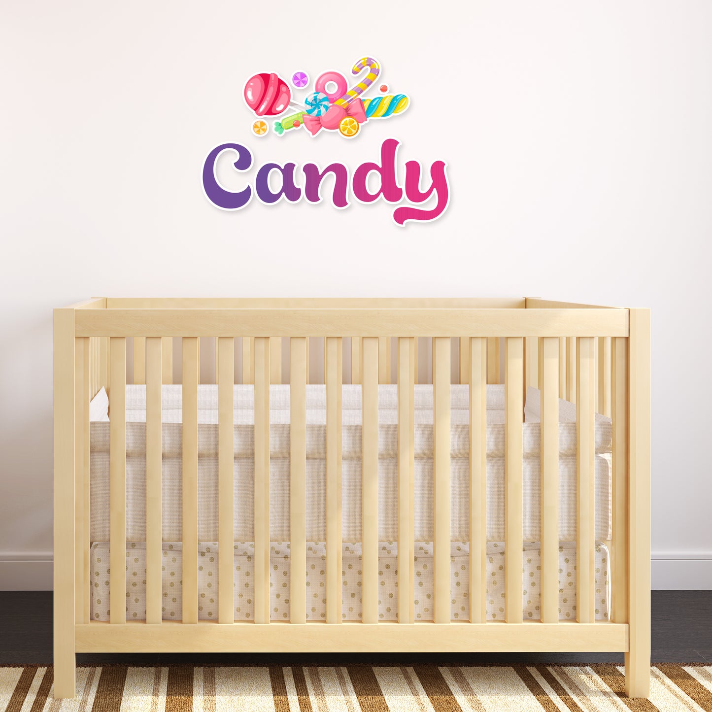 Custom Wall Decals - Custom Name Sweet Treats Delight Wall Decal: Candies and Goodies Galore