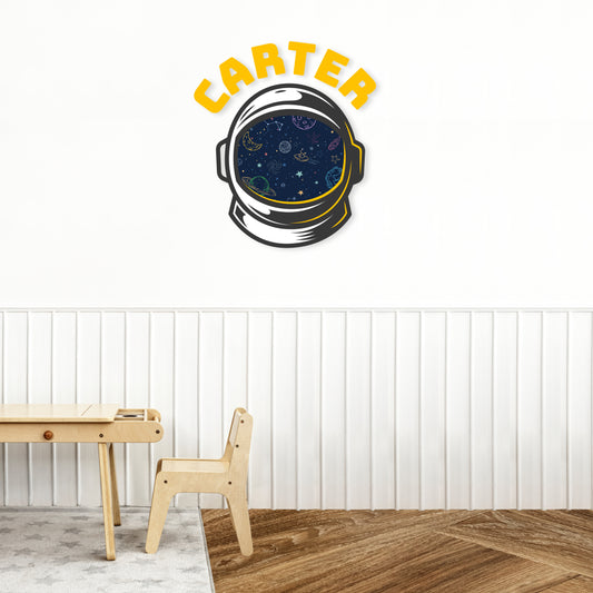 Custom Wall Decals - Custom Name Astronaut Explorer Wall Decal: Astronaut Helmet with Space Reflection