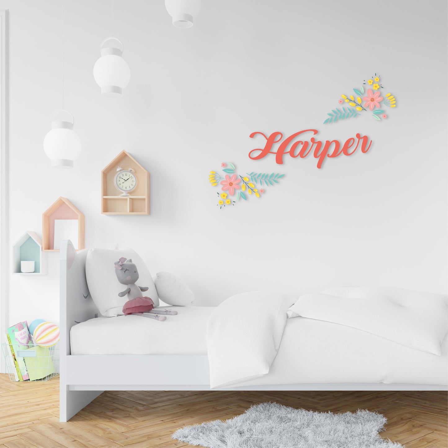 Custom Wall Decals - Custom Name Floral Elegance Wall Decal: Flowers and Plants