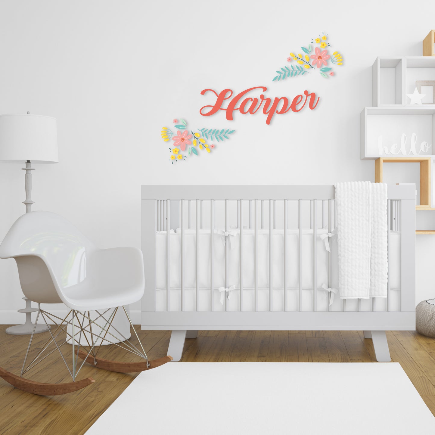 Custom Wall Decals - Custom Name Floral Elegance Wall Decal: Flowers and Plants