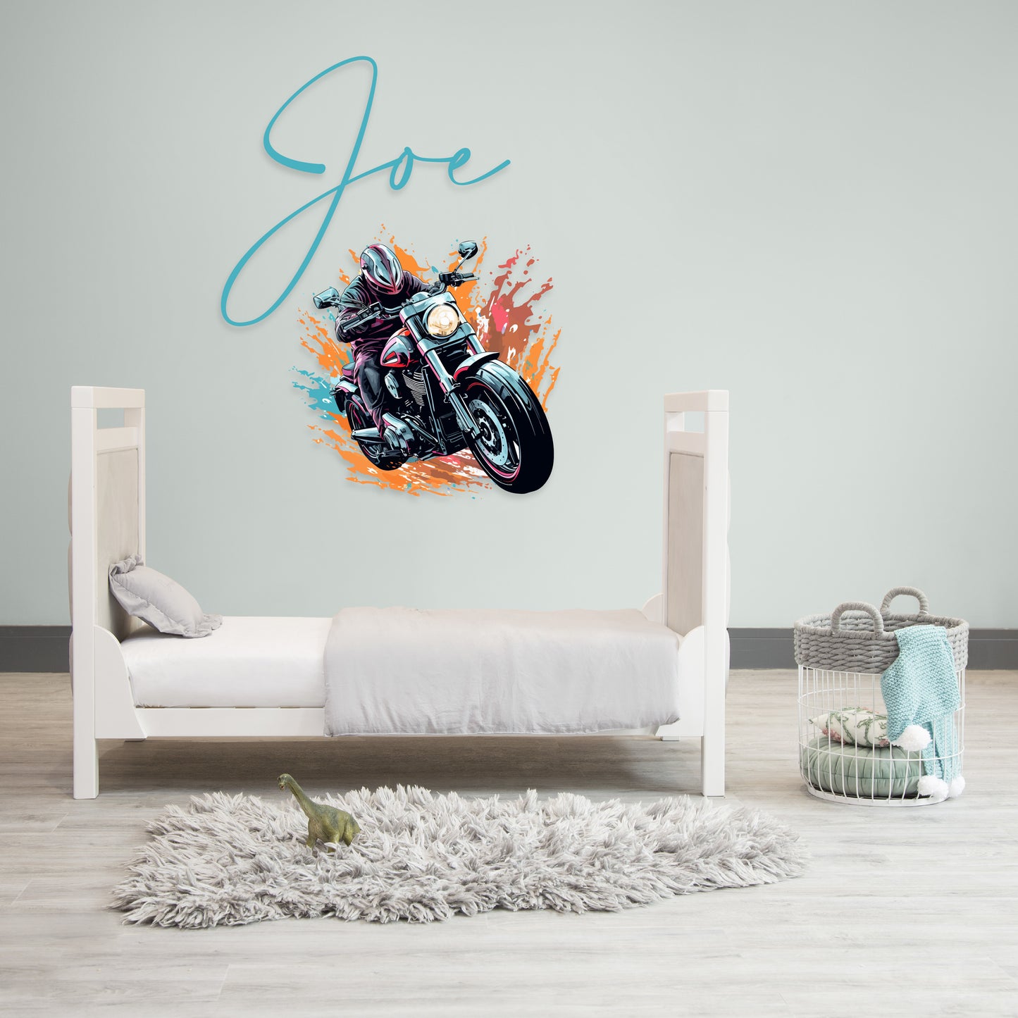 Custom Wall Decals - Custom Name Motorcycle Splash Wall Decal: Motorcyclist, Paint Splash Background