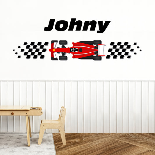 Custom Wall Decals - Custom Name Red Monoplane Wall Decal: Red Monoplane Racing