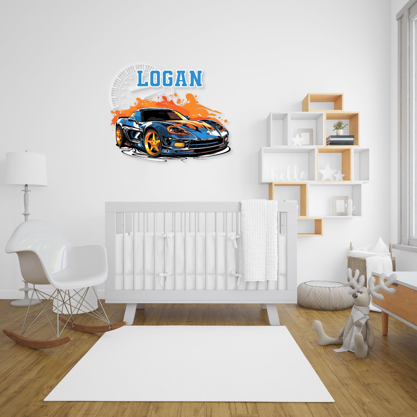 Custom Wall Decals - Custom Name Orange and Blue Off-Road Adventure Wall Decal: Animals Traveling