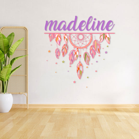 Custom Wall Decals - Custom Name Dreamcatcher Magic Wall Decal: Dreamcatcher and Stars