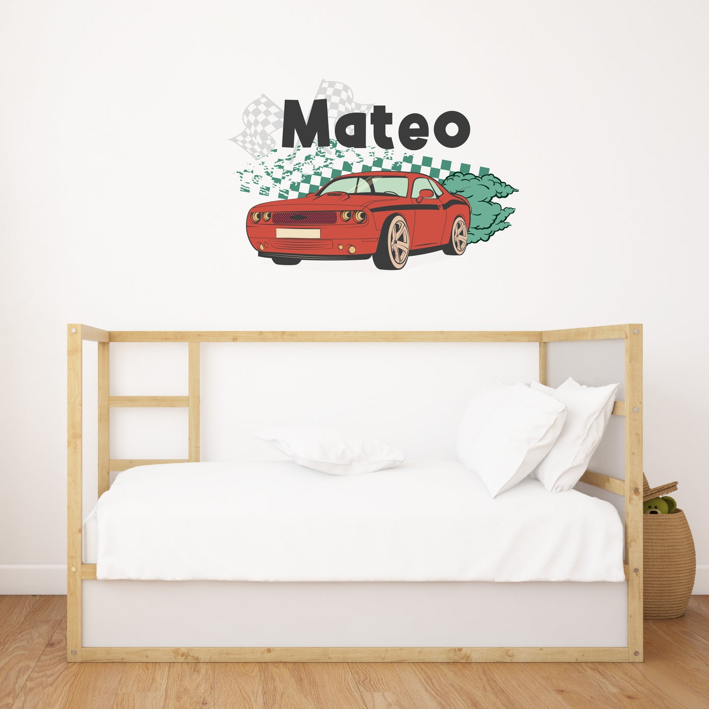 Custom Wall Decals - Custom Name Red Sports Car Wall Decal: Racing into Action