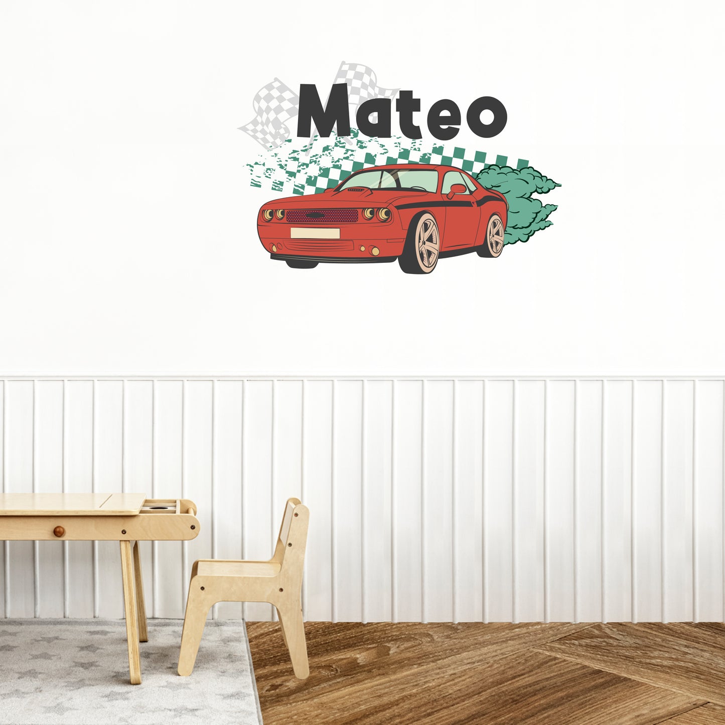 Custom Wall Decals - Custom Name Red Sports Car Wall Decal: Racing into Action