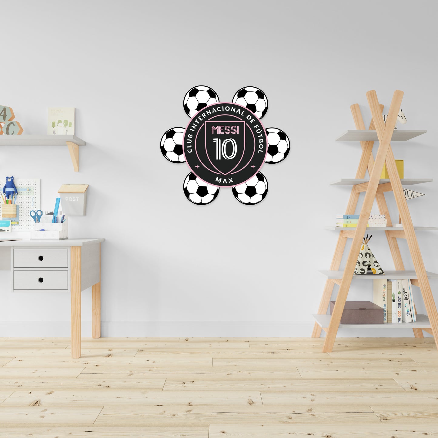 Custom Wall Decals - Custom Name Inter Miami Soccer Wall Decal: Inter Miami Logo, Soccer Balls