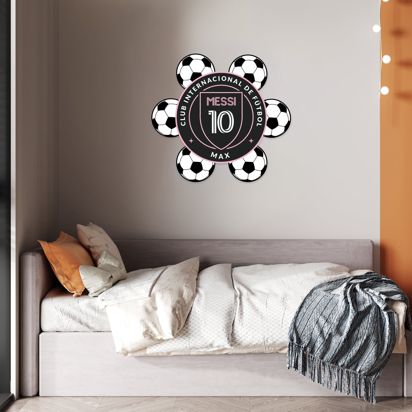 Custom Wall Decals - Custom Name Inter Miami Soccer Wall Decal: Inter Miami Logo, Soccer Balls