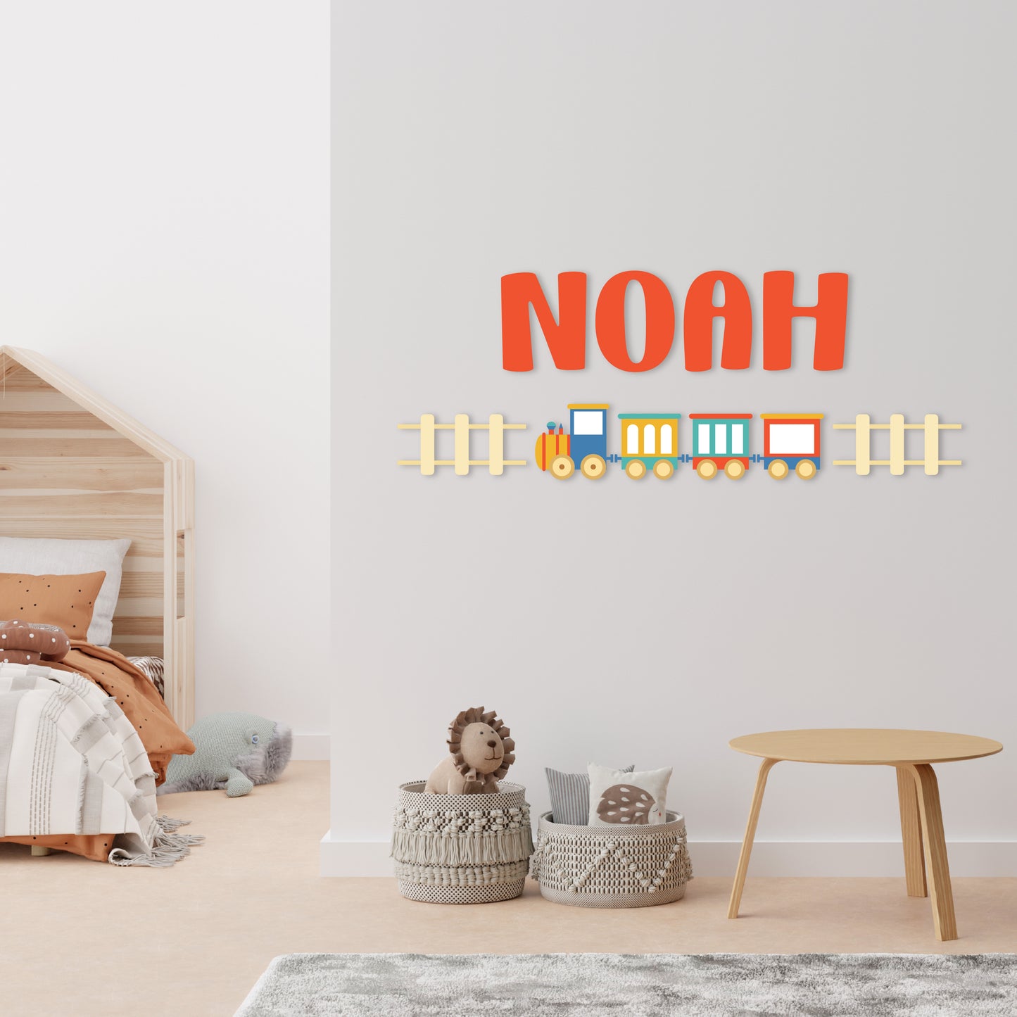 Custom Wall Decals - Custom Name Toy Train Wall Decal: Whistle-Blowing Railway Fun