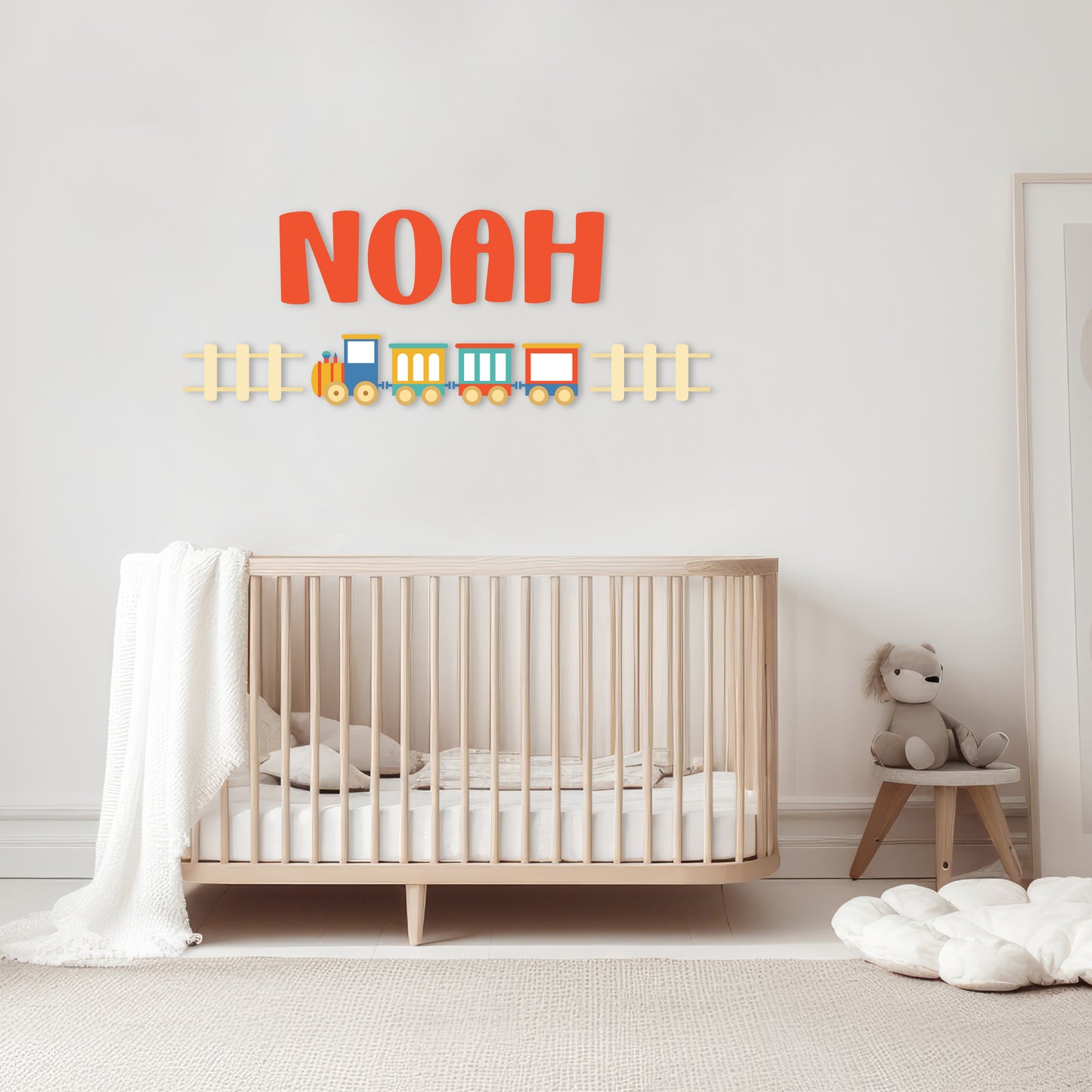 Custom Wall Decals - Custom Name Toy Train Wall Decal: Whistle-Blowing Railway Fun