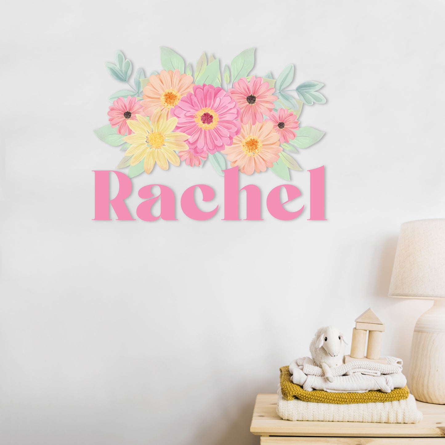 Custom Wall Decals - Custom Name Rosy Blooms Wall Decal: Pink Roses