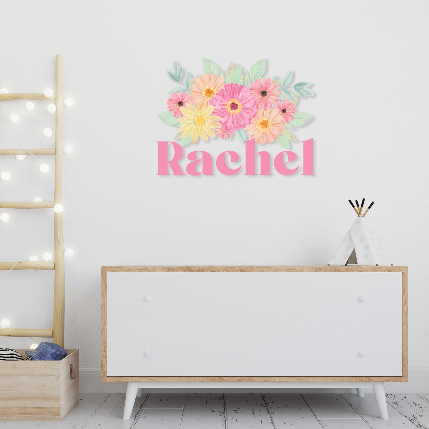 Custom Wall Decals - Custom Name Rosy Blooms Wall Decal: Pink Roses