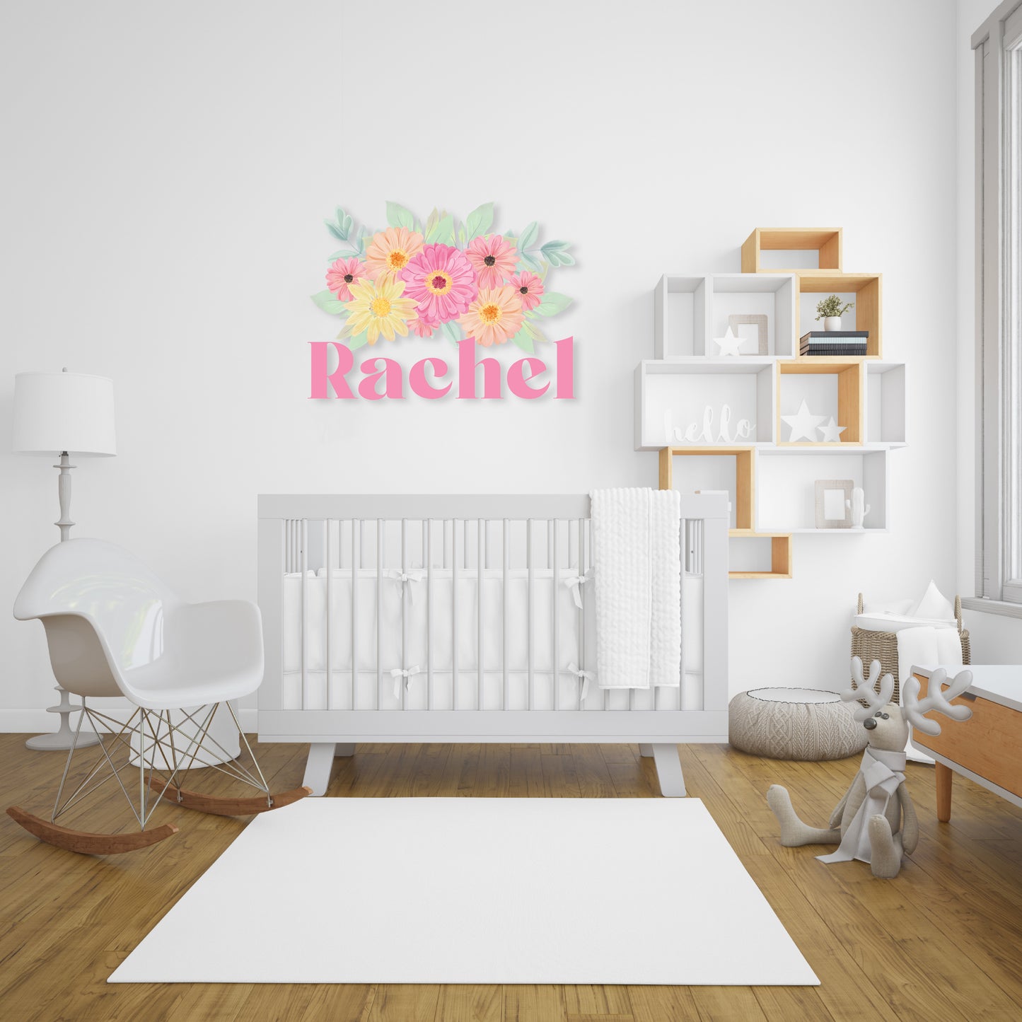 Custom Wall Decals - Custom Name Rosy Blooms Wall Decal: Pink Roses